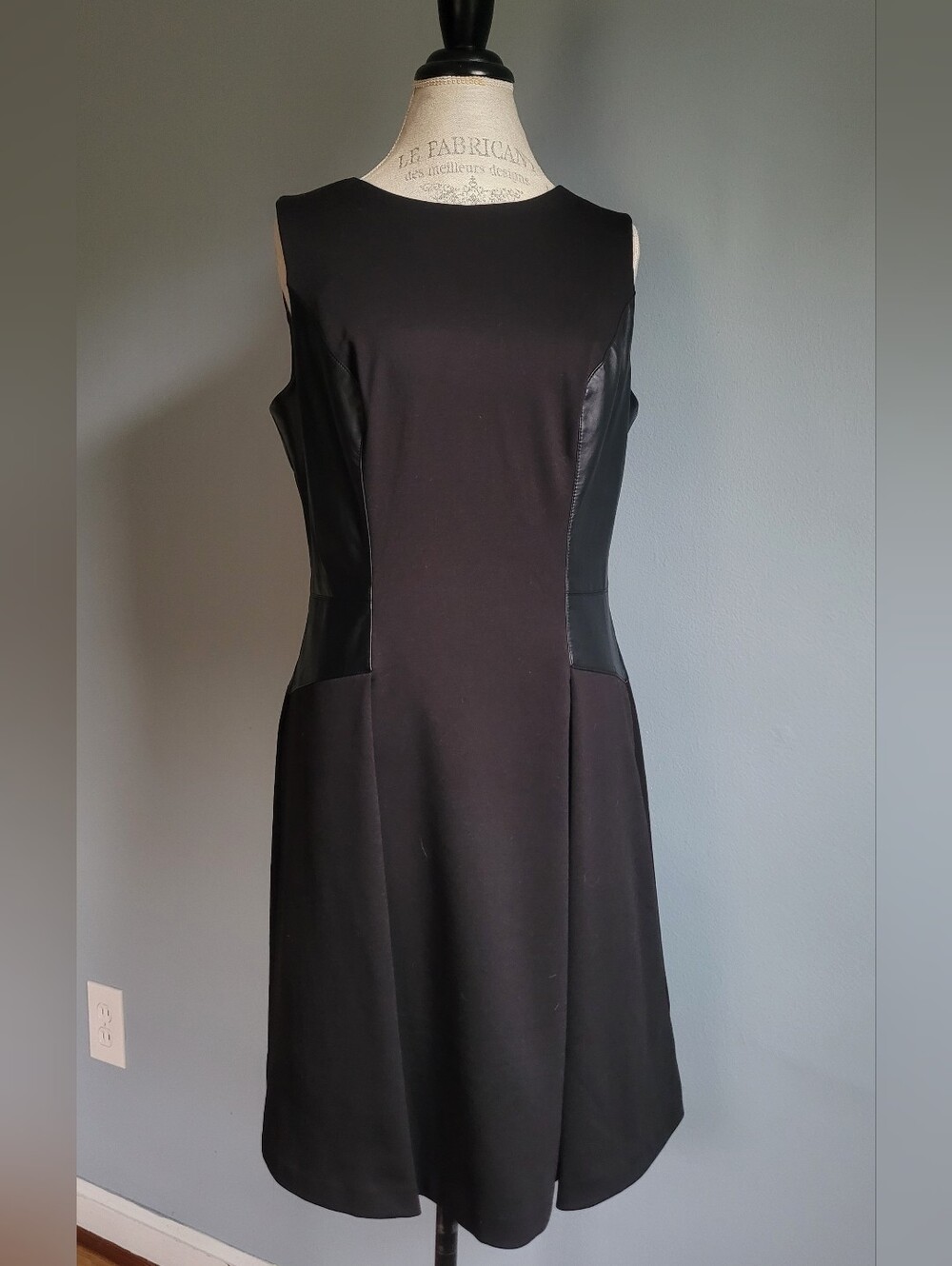 Polo Ralph Lauren Black Mini Dress with Leather Panels
